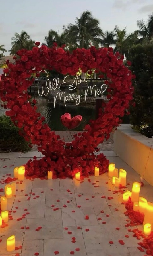 Red Floral Heart Backdrop