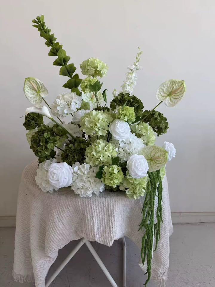 Sage and Ivory Sculptural Floral Arrangement
