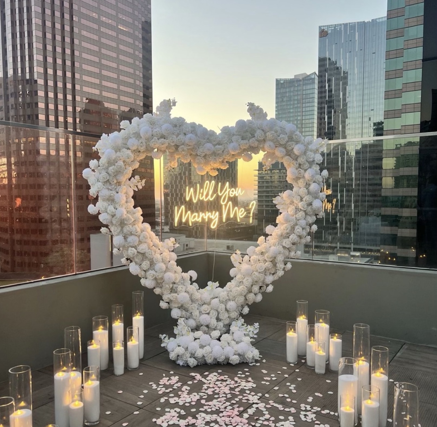 White Floral Heart Backdrop